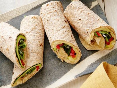 Hummus and grilled vegetable wrap